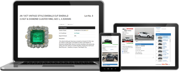 EasyBids running on a phone, laptop and tablet